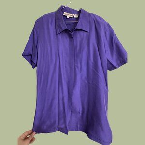 Purple Vintage Silk Button Up Blouse | Bechamel | Size M